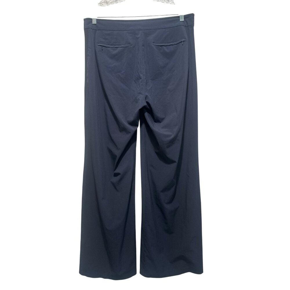 Athleta Gramercy Track Trouser Pants Women 12 Blue Wide Leg Flare Office Classic - Picture 6 of 16